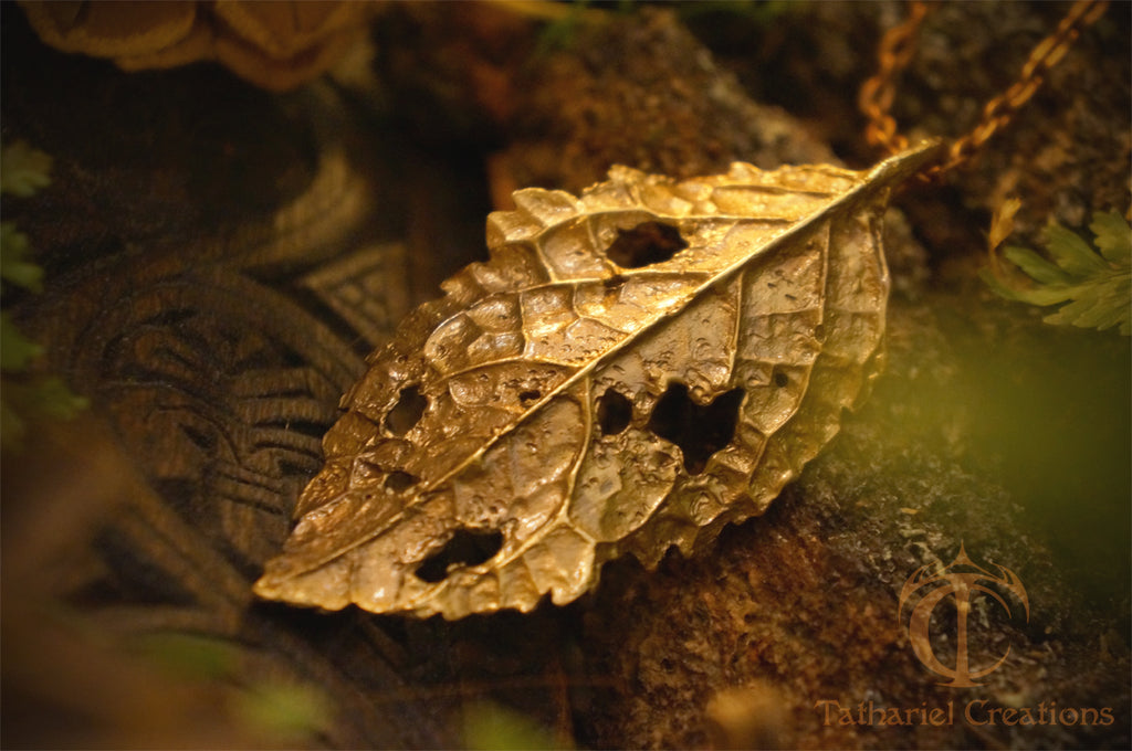 Timeless Alder Leaf Pendant-  In Brass